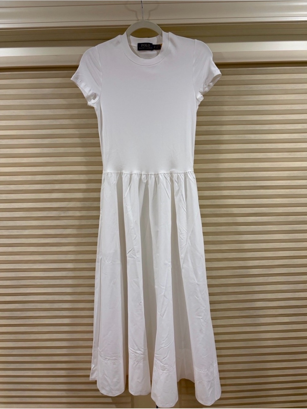NWOT Ralph Lauren White Short-Sleeve Cotton T-shirt Midi Dress, Size S